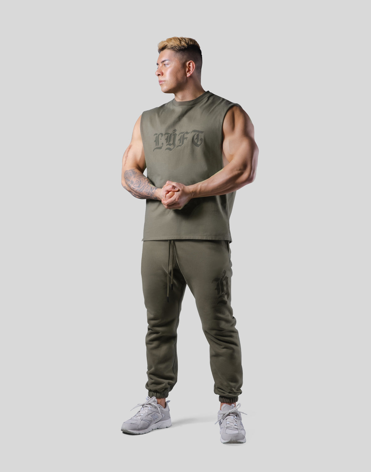 Old English Cutoff Tanktop - Olive