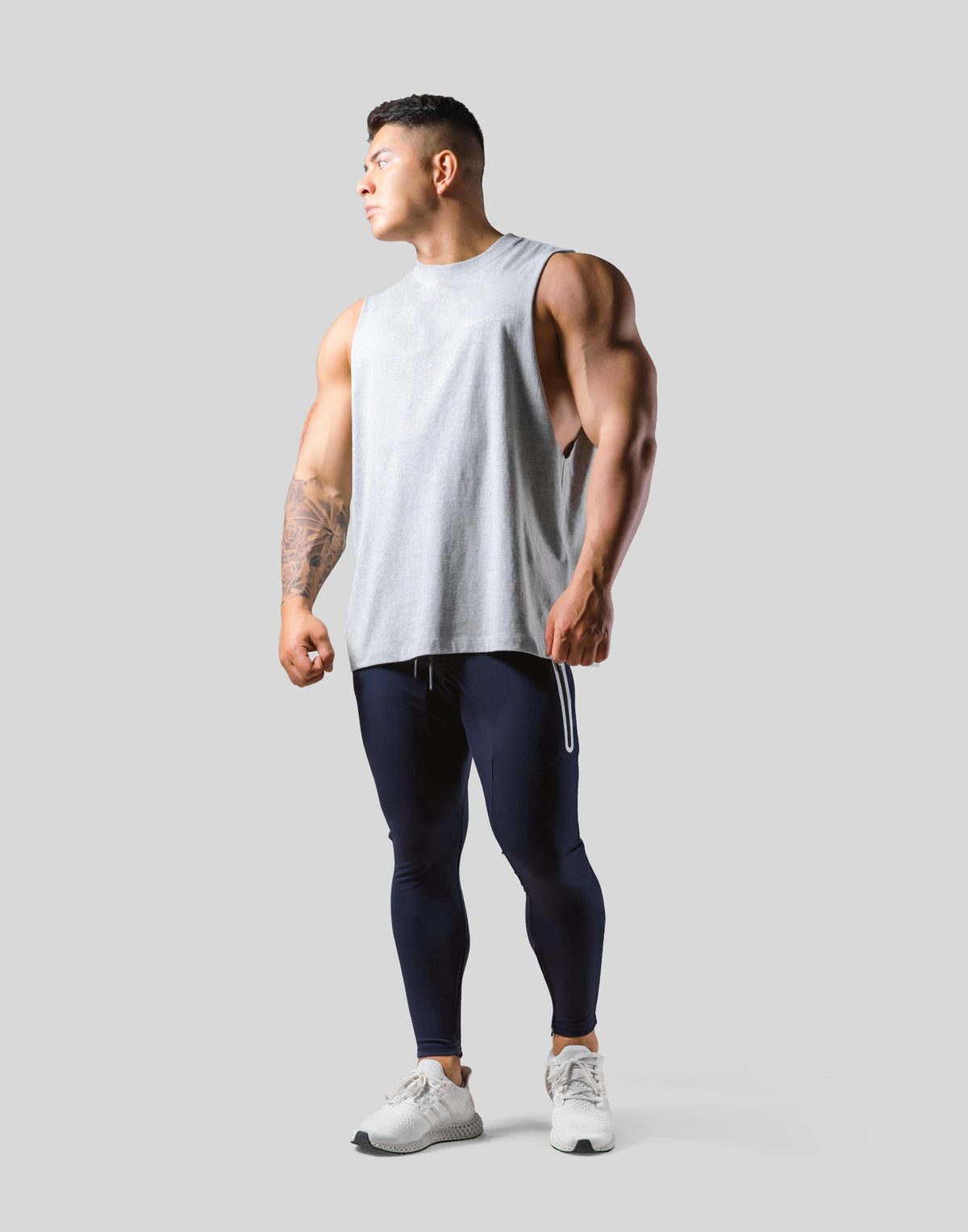 Back Message Drop Tanktop - Grey