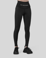 High Rise Waist Rib Leggings - Black