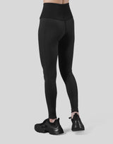 High Rise Waist Rib Leggings - Black