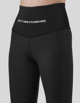 High Rise Waist Rib Leggings - Black