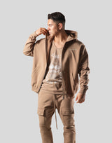 Mixed Flag ZipUp Hoodie - Beige