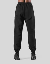 Woven Label Relax Sweat Pants - Black