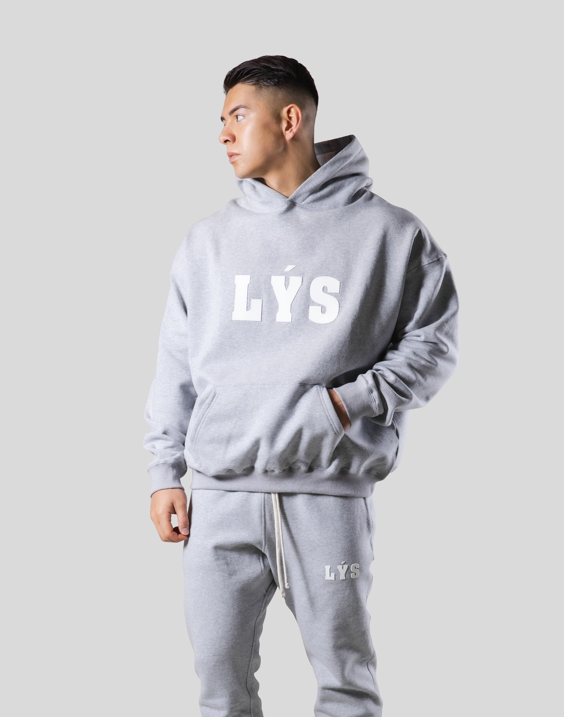 LÝS Logo Stretch Pullover Hoodie - Grey – LÝFT