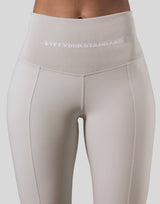 High Rise Waist Rib Leggings - Ivory