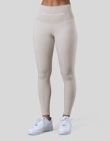 High Rise Waist Rib Leggings - Ivory