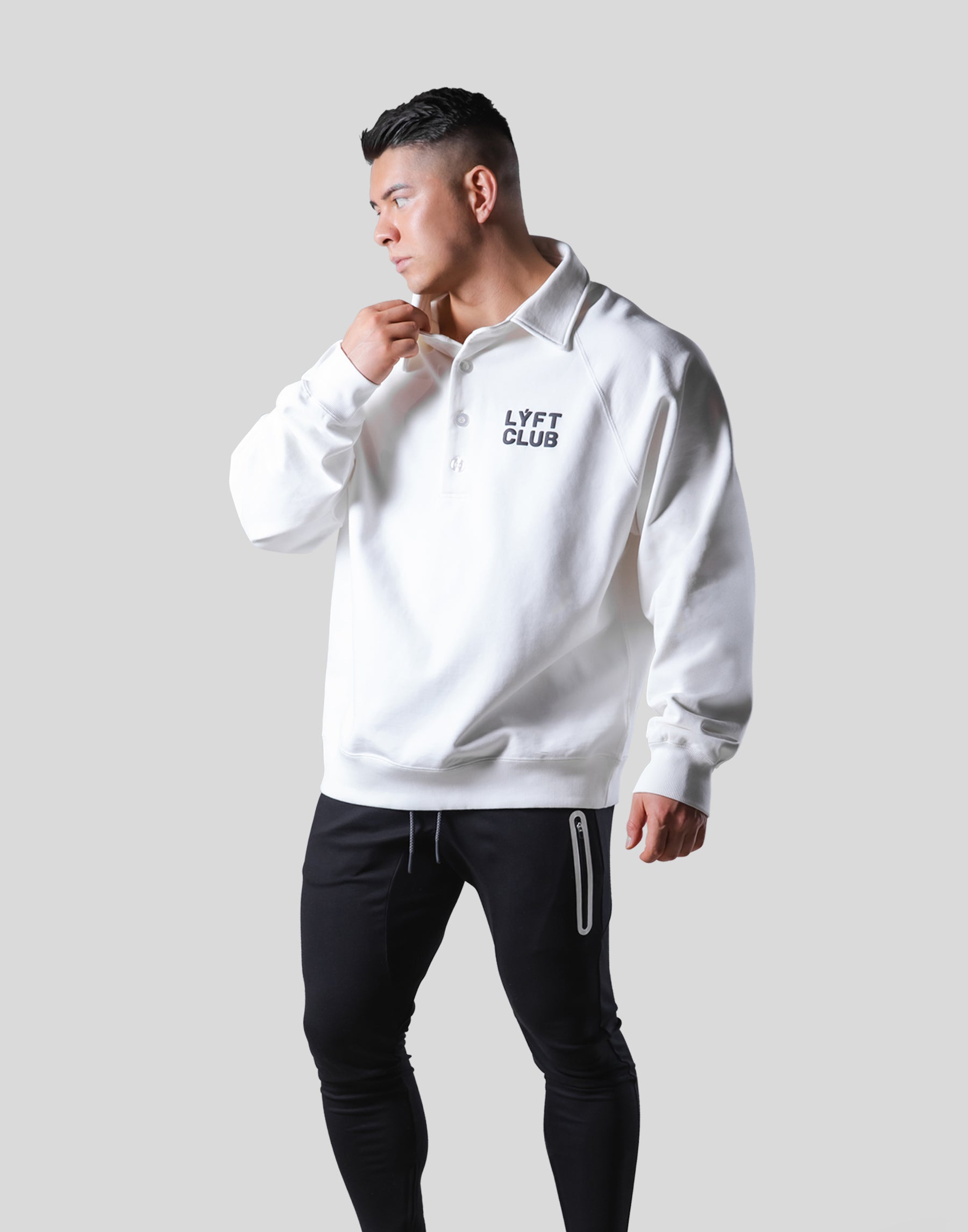 LÝFT Club Sweat Polo Shirt - White