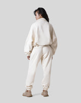 Loose Fit Zip Up Sweat Jacket - Ivory