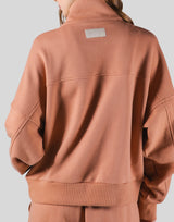 Half Zip 2Way Pocket Sweat Jacket - Coral