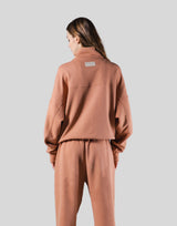 Half Zip 2Way Pocket Sweat Jacket - Coral