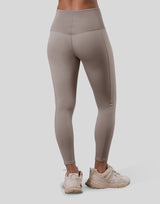 High Rise Waist Rib Leggings - Light Brown