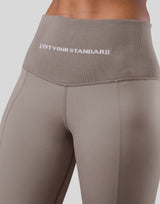 High Rise Waist Rib Leggings - Light Brown