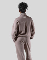 Half Zip 2Way Pocket Sweat Jacket - Greige