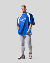 Angle Separate Wide Shoulder Big T-Shirt - Blue
