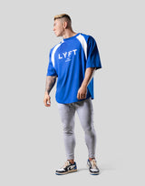 Angle Separate Wide Shoulder Big T-Shirt - Blue