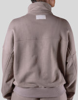 Half Zip 2Way Pocket Sweat Jacket - Greige