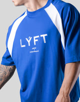 Angle Separate Wide Shoulder Big T-Shirt - Blue