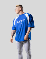 Angle Separate Wide Shoulder Big T-Shirt - Blue