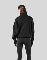 Half Zip 2Way Pocket Sweat Jacket - Black