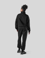Half Zip 2Way Pocket Sweat Jacket - Black