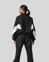 Loose Fit Zip Up Sweat Jacket - Black