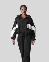 Loose Fit Zip Up Sweat Jacket - Black