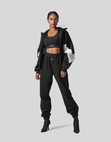 Loose Fit Zip Up Sweat Jacket - Black