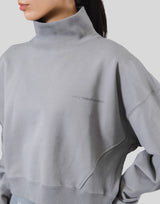 High Neck Cropped Sweat Shirt - Grey