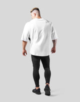 Angle Separate Wide Shoulder Big T-Shirt - White