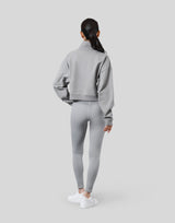 High Neck Cropped Sweat Shirt - Grey