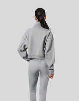 High Neck Cropped Sweat Shirt - Grey