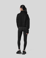 High Neck Cropped Sweat Shirt - Black