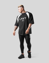 Angle Separate Wide Shoulder Big T-Shirt - Black