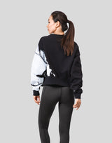 Splash Cropped Crewneck Sweat - Black
