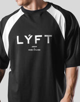 Angle Separate Wide Shoulder Big T-Shirt - Black