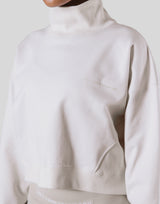 High Neck Cropped Sweat Shirt - Ivory