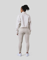 High Neck Cropped Sweat Shirt - Ivory