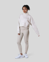 High Neck Cropped Sweat Shirt - Ivory