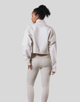 High Neck Cropped Sweat Shirt - Ivory