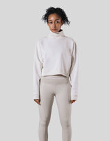 High Neck Cropped Sweat Shirt - Ivory