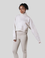 High Neck Cropped Sweat Shirt - Ivory