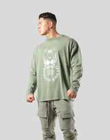 Lion Ring Vintage Long Sleeve Tee - Olive