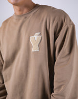 Y Wappen Oversize Crewneck Sweat - Beige