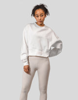 Splash Cropped Crewneck Sweat - White