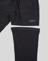 Back Message Separate Nylon Pants - Black