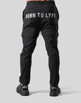 Back Message Separate Nylon Pants - Black