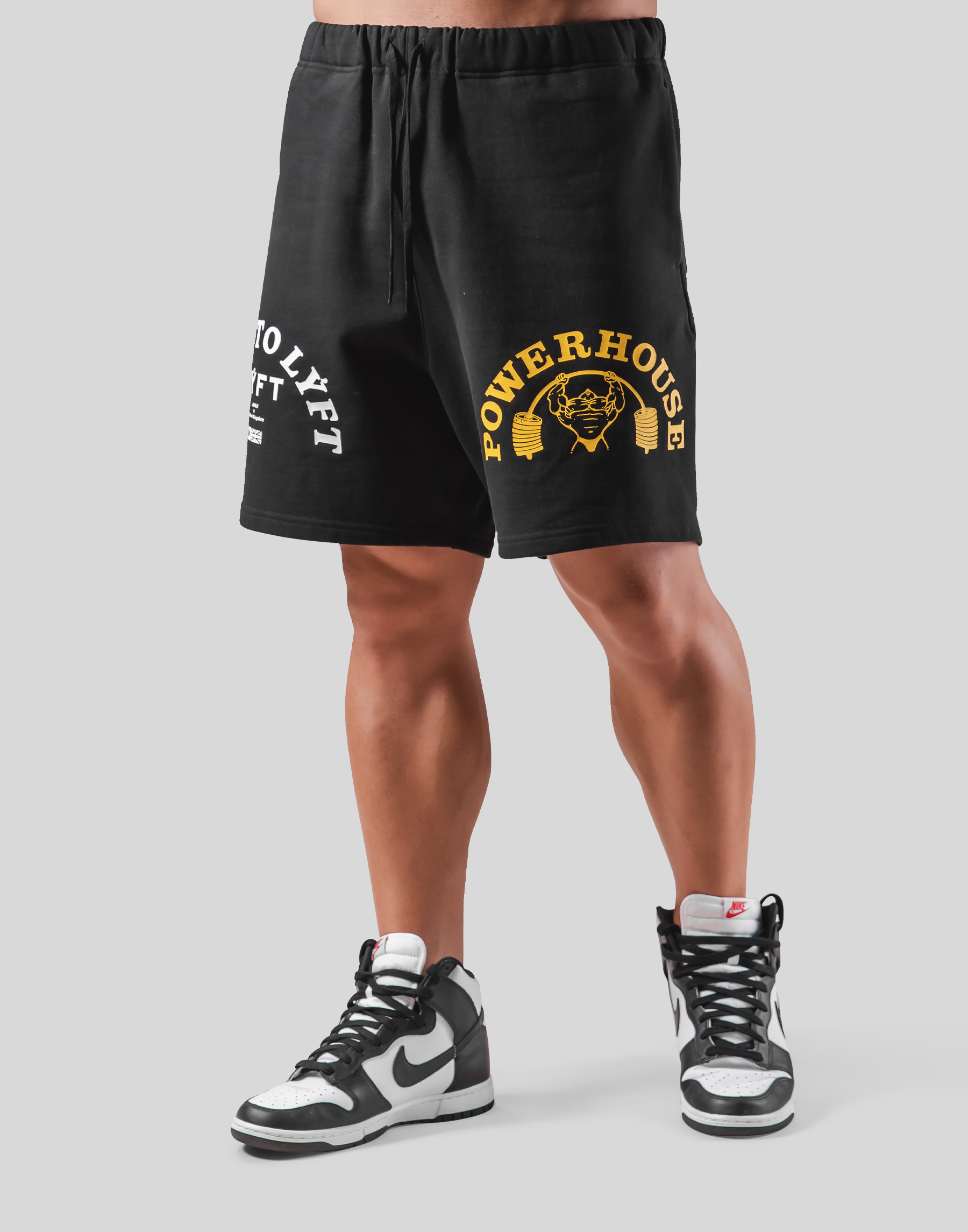 LÝFT × Power House Gym Sweat Shorts - Black