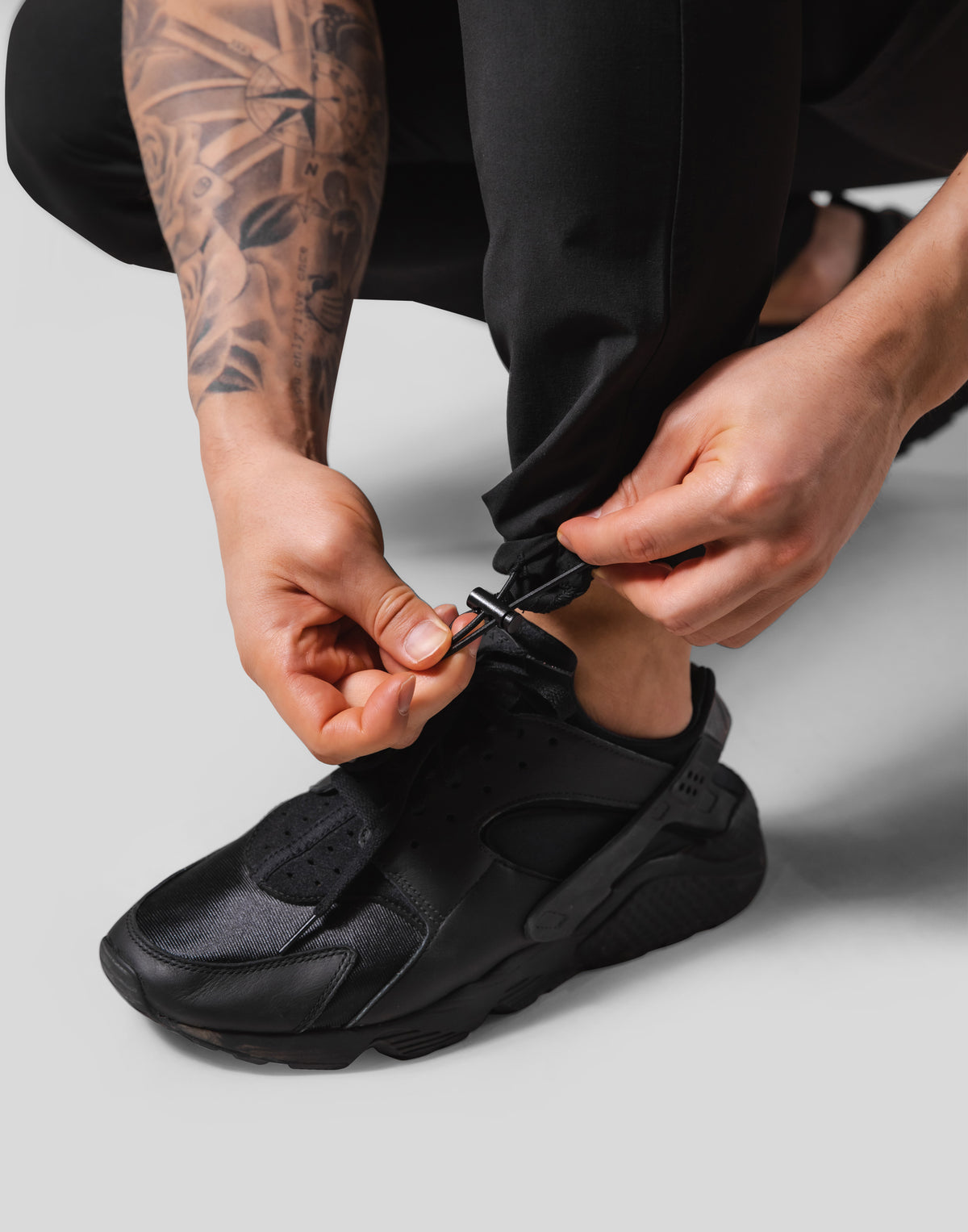 Back Message Separate Nylon Pants - Black