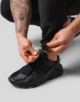 Back Message Separate Nylon Pants - Black