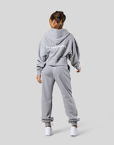 Zip-Up Cropped Light Sweat Hoodie - Grey